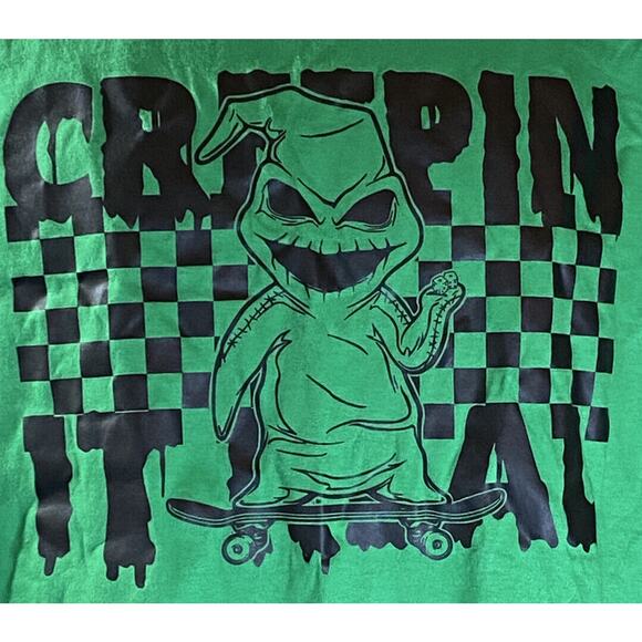 Halloween Goblin Creep It Real Gildan Mens M Skater Blk Graphic On Green T-Shirt - Picture 1 of 7